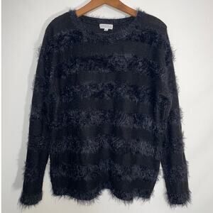 Joseph A. Eyelash Sweater in Black Stripe - Women's Size XL - Soft & Fun!‎